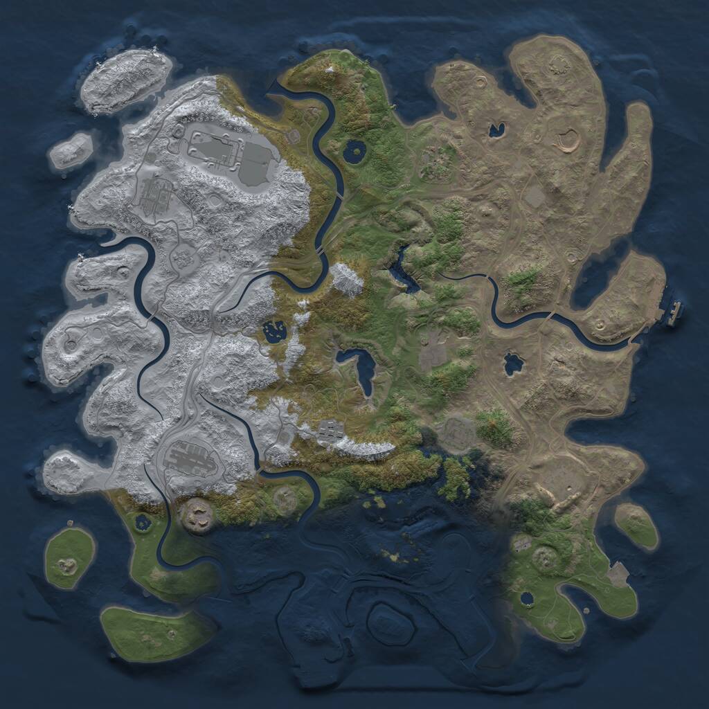 Rust Map: Procedural Map, Size: 4500, Seed: 2065024561, 17 Monuments