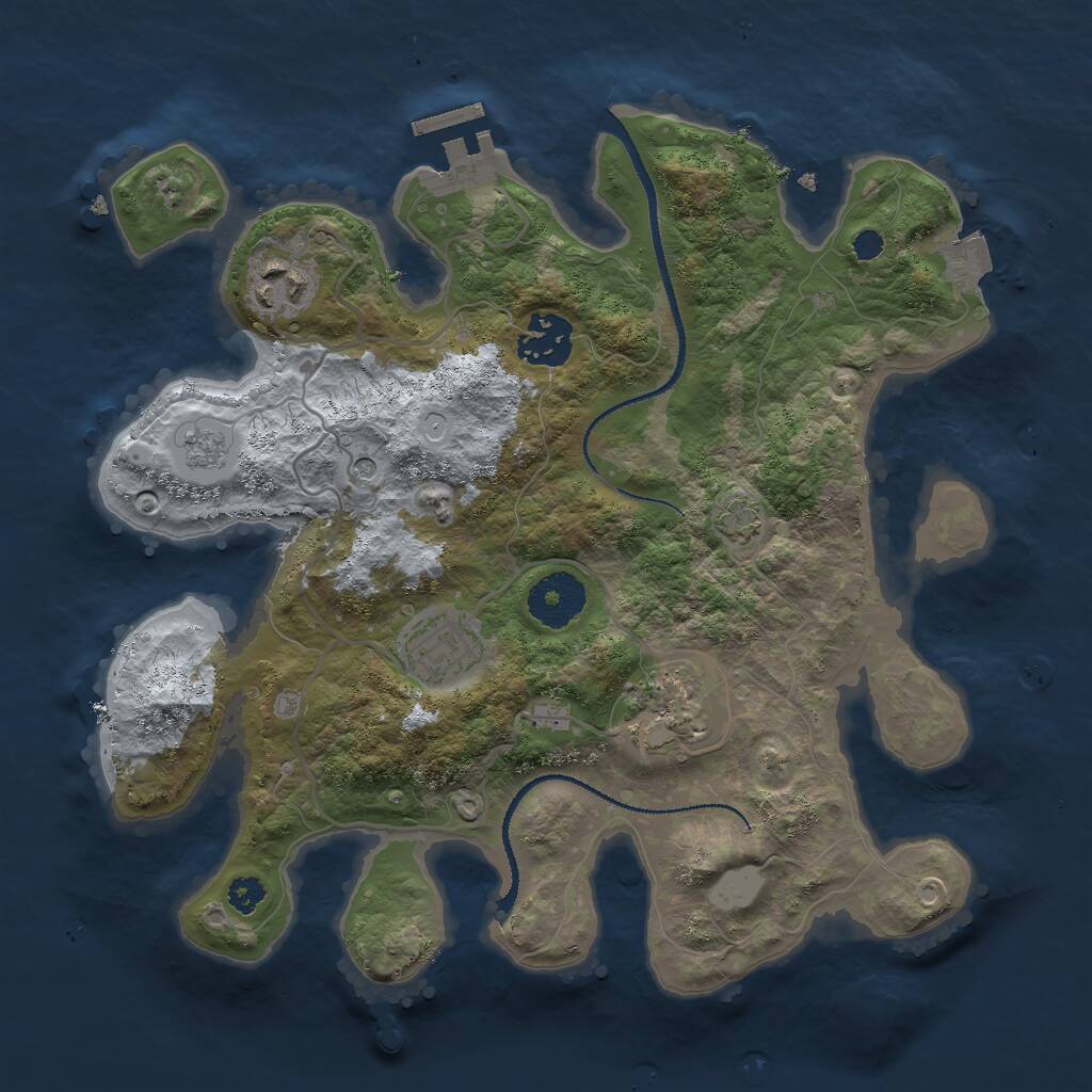 Rust Map: Procedural Map, Size: 3000, Seed: 754175333, 9 Monuments