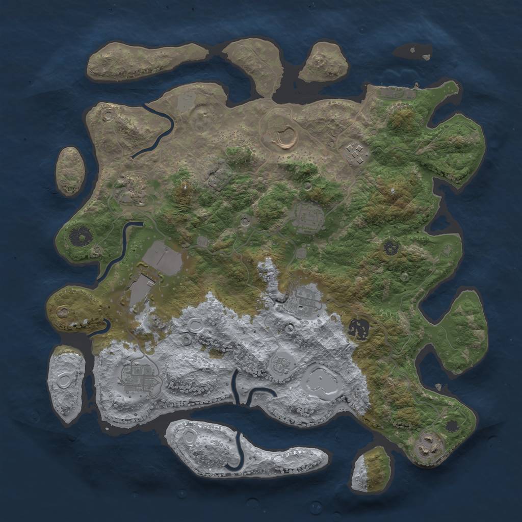 Rust Map: Procedural Map, Size: 3600, Seed: 1632069422, 15 Monuments