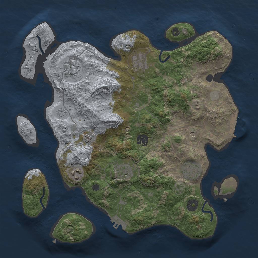Rust Map: Procedural Map, Size: 3250, Seed: 1600454086, 14 Monuments