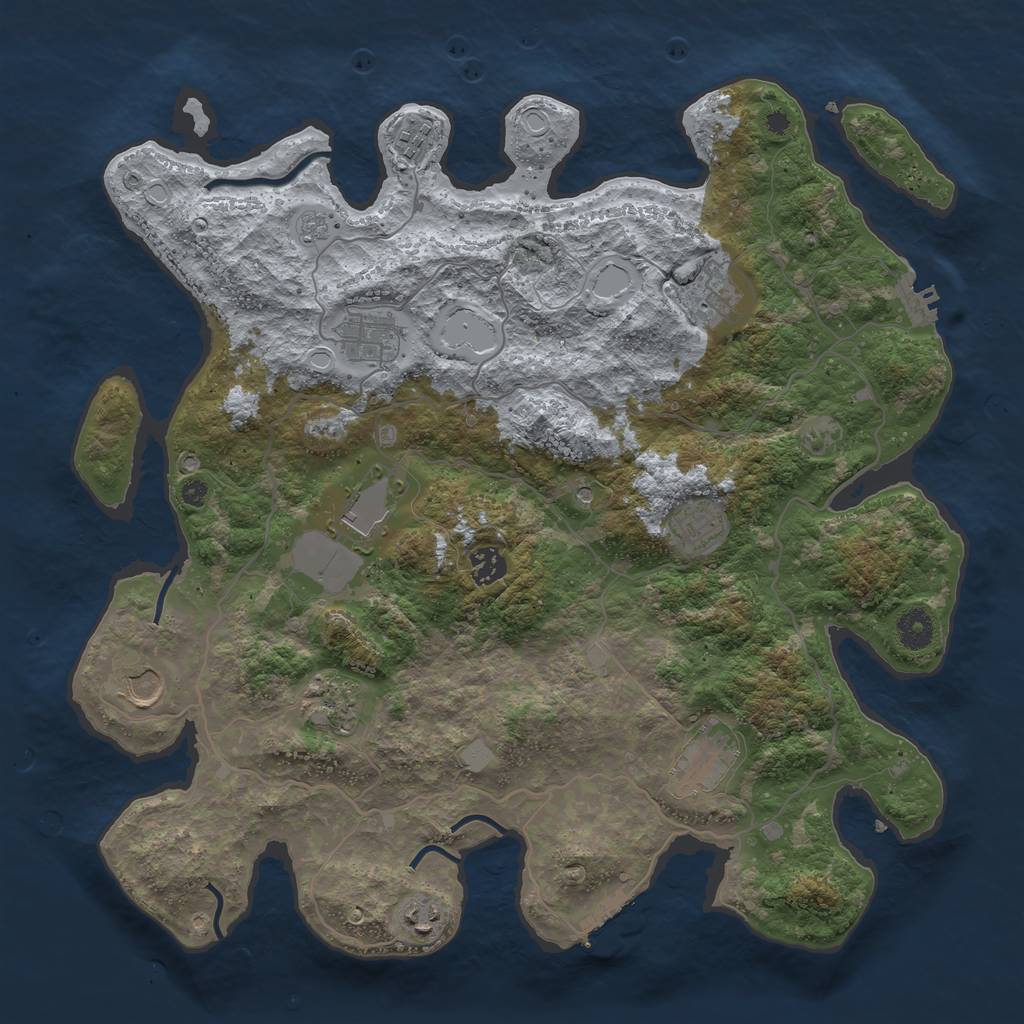 Rust Map: Procedural Map, Size: 4000, Seed: 3052023, 17 Monuments