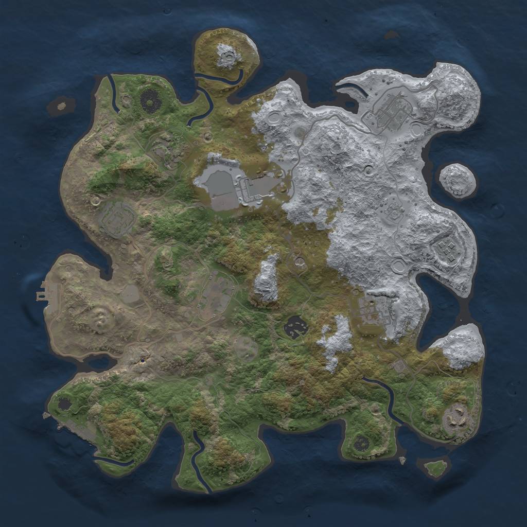 Rust Map: Procedural Map, Size: 3500, Seed: 248945645, 16 Monuments