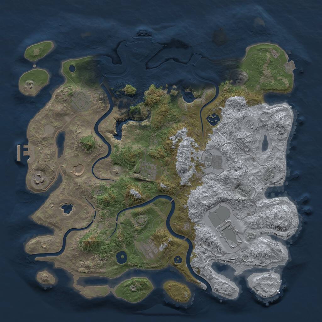 Rust Map: Procedural Map, Size: 4000, Seed: 53518, 15 Monuments