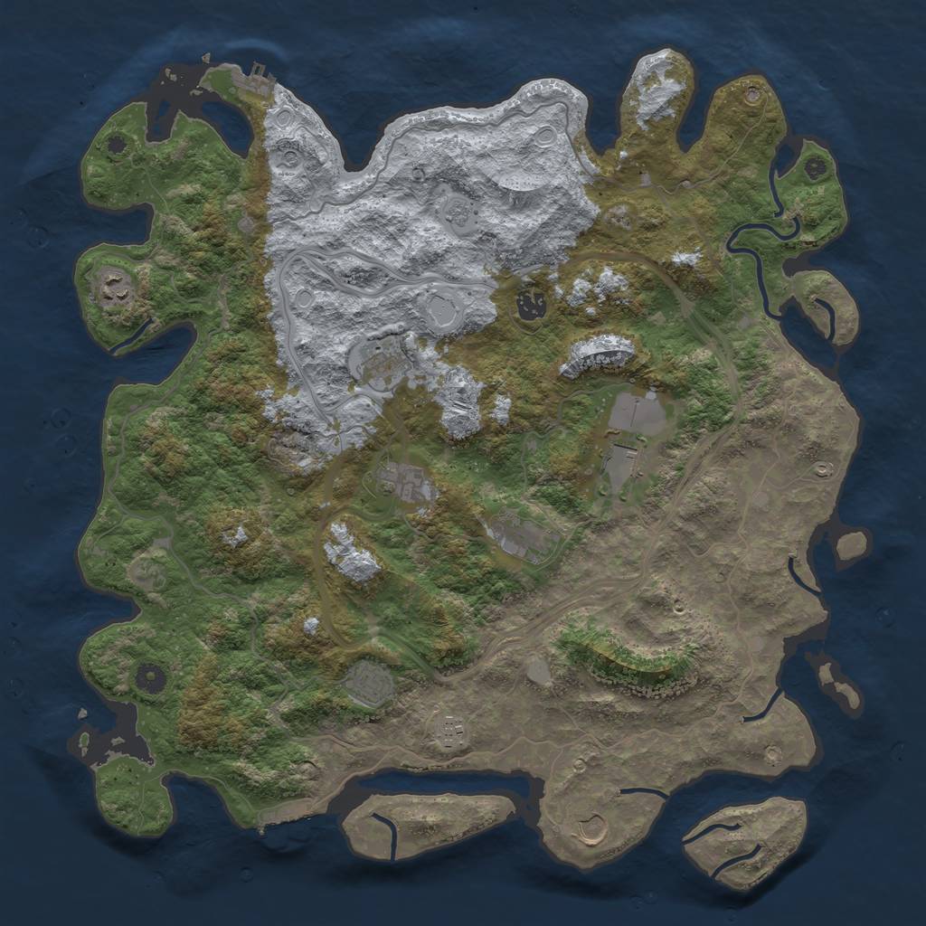 Rust Map: Procedural Map, Size: 4500, Seed: 921272295, 16 Monuments