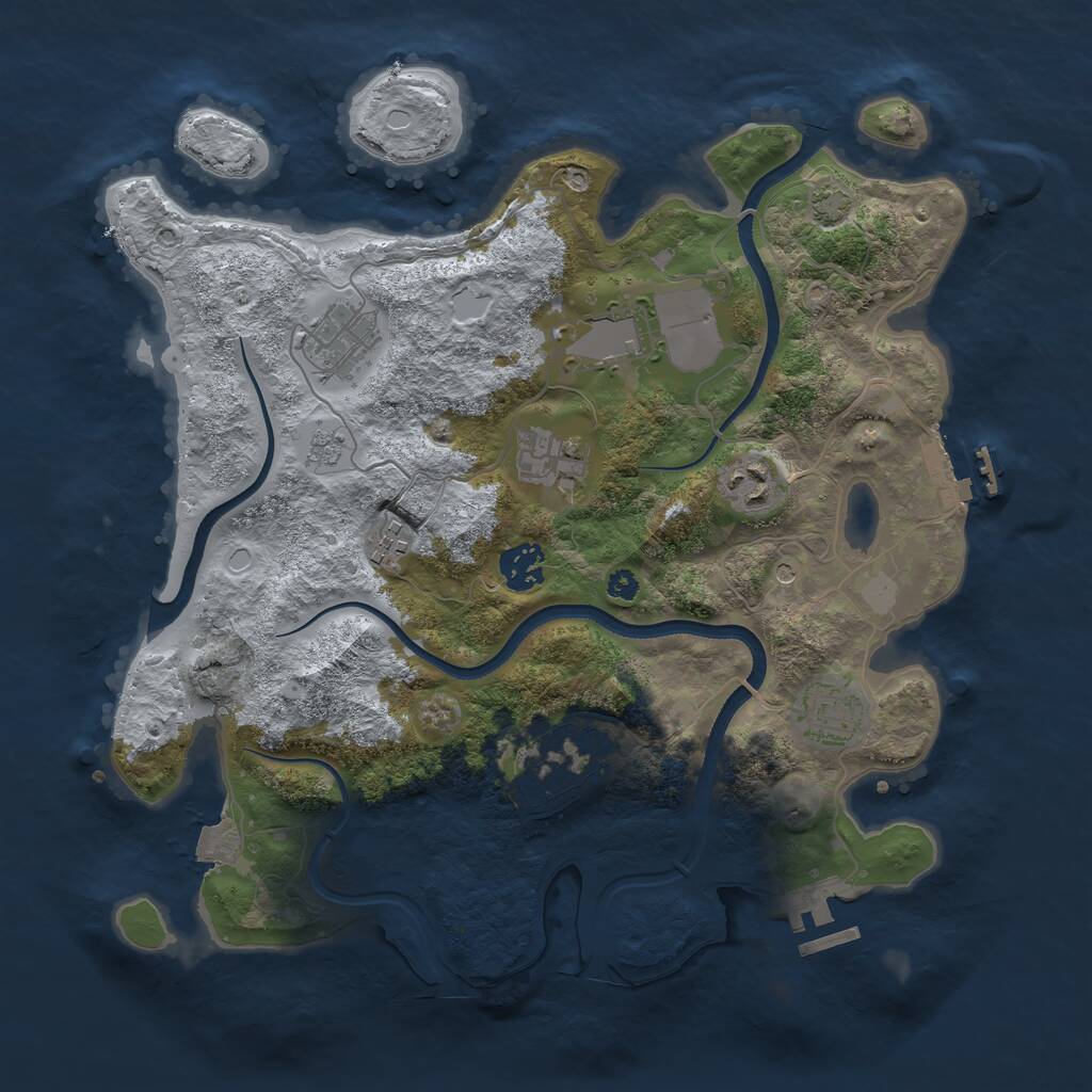 Rust Map: Procedural Map, Size: 3500, Seed: 41497, 14 Monuments