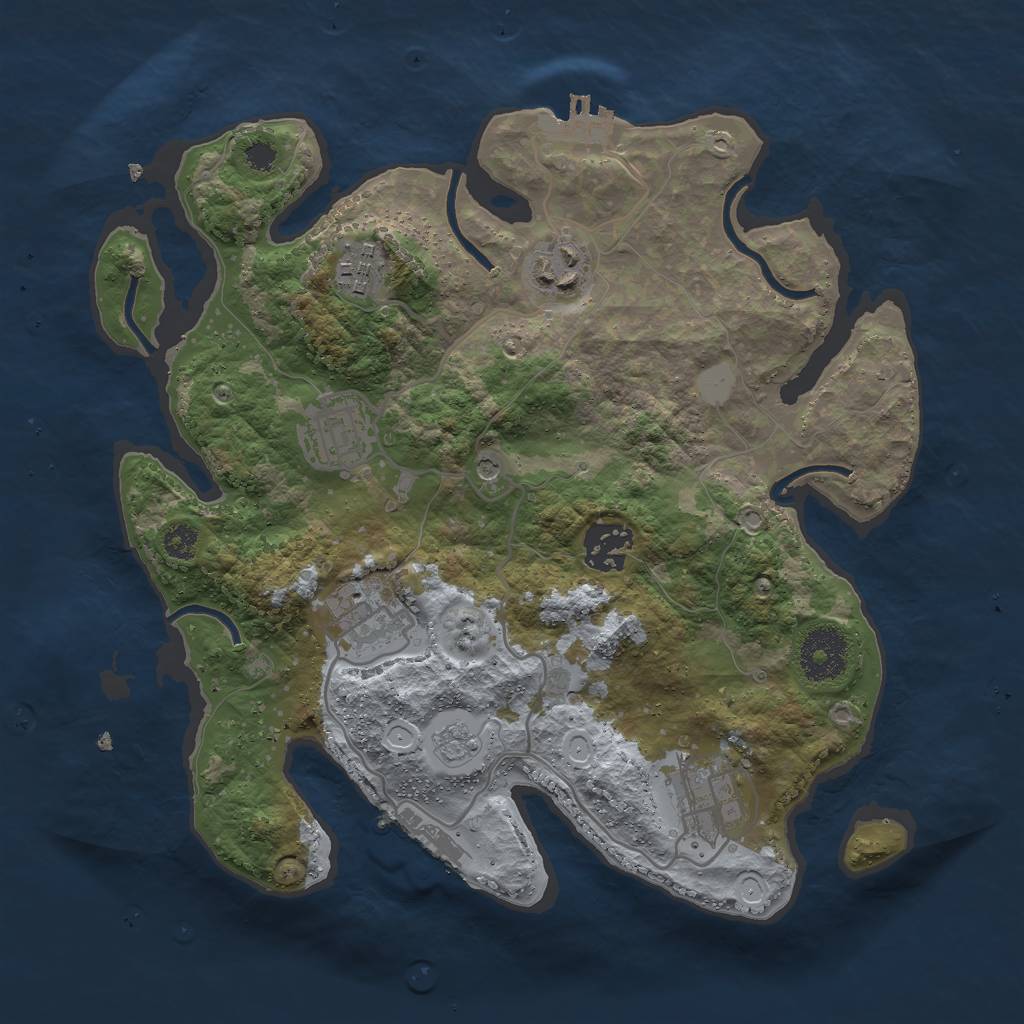 Rust Map: Procedural Map, Size: 3000, Seed: 1360403244, 13 Monuments