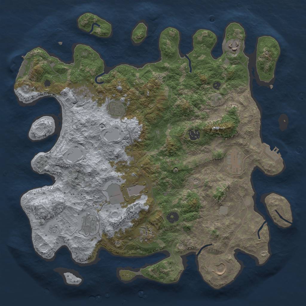 Rust Map: Procedural Map, Size: 3950, Seed: 3952896, 17 Monuments