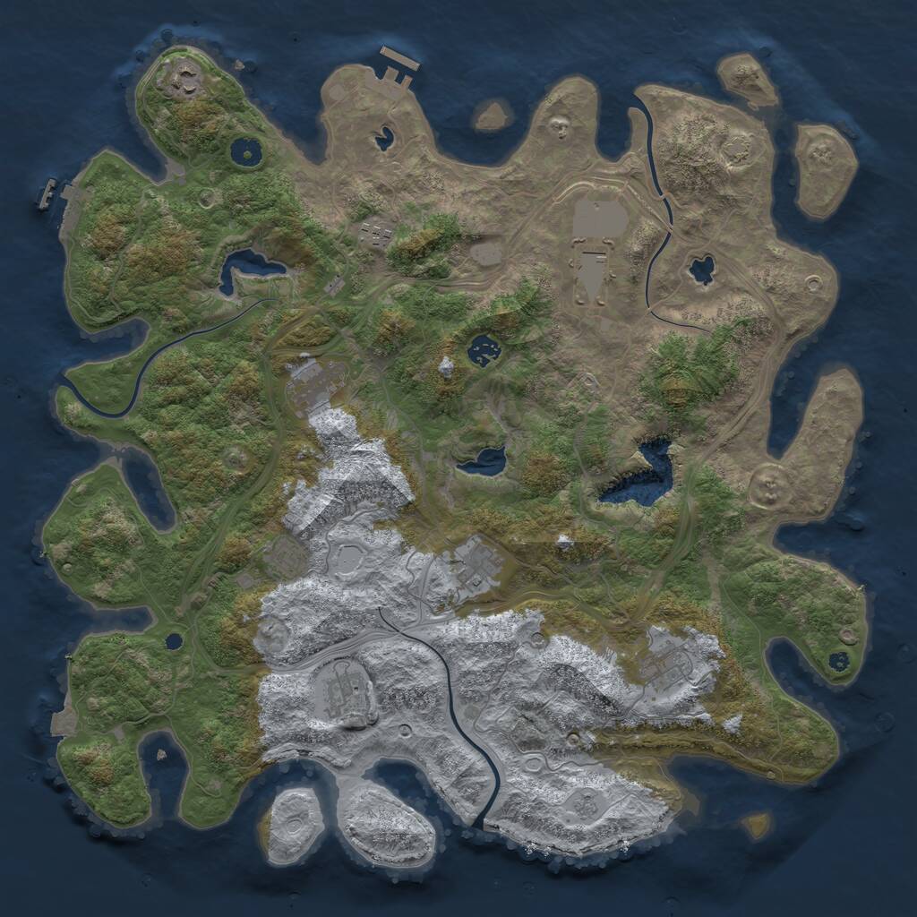 Rust Map: Procedural Map, Size: 4500, Seed: 1836845300, 15 Monuments