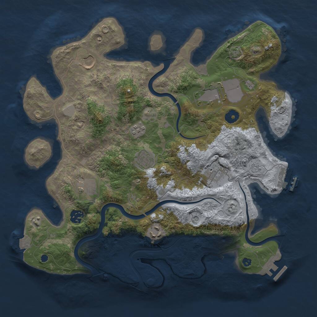 Rust Map: Procedural Map, Size: 3500, Seed: 2017834289, 14 Monuments