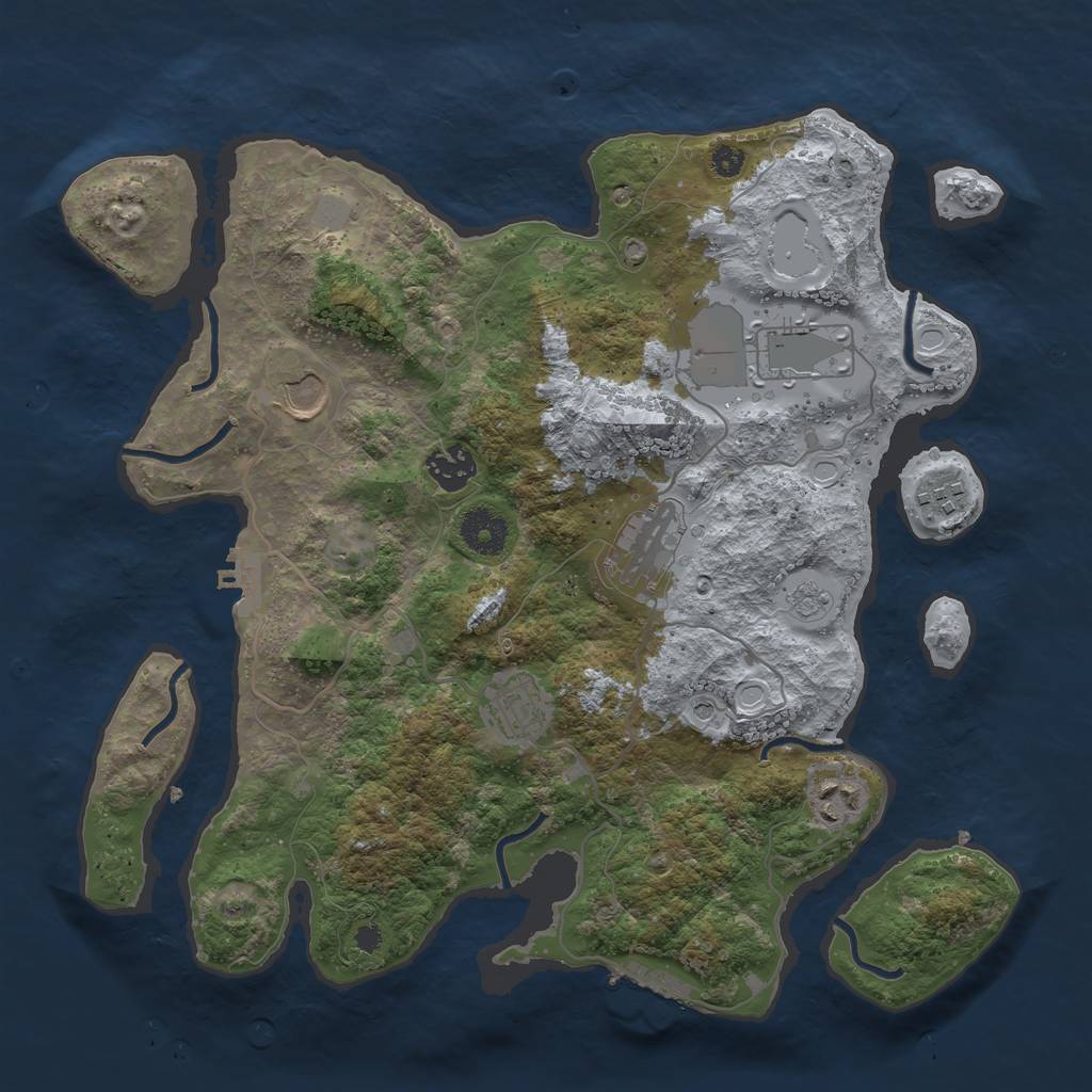 Rust Map: Procedural Map, Size: 3500, Seed: 1366889326, 14 Monuments