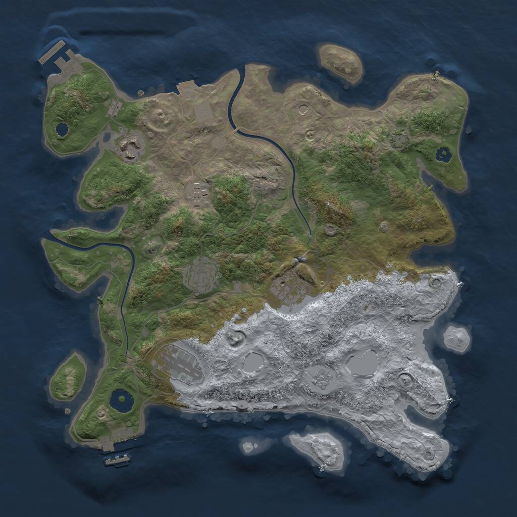 Rust Map: Procedural Map, Size: 3300, Seed: 1809689923, 11 Monuments