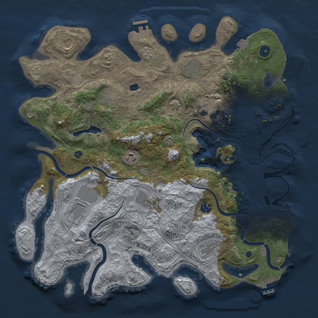 Rust Map: Procedural Map, Size: 4250, Seed: 55850260, 16 Monuments