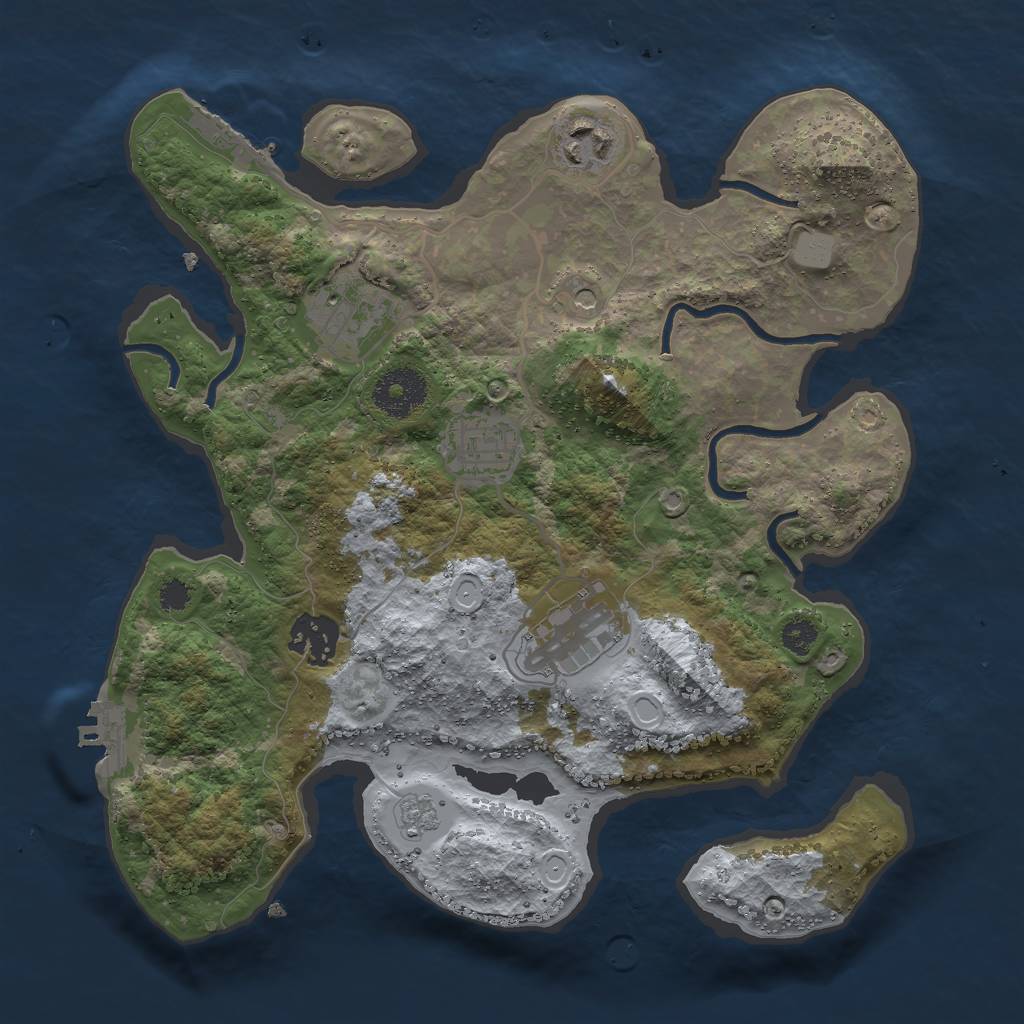 Rust Map: Procedural Map, Size: 3000, Seed: 786531265, 12 Monuments