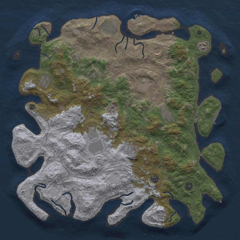 Rust Map: Procedural Map, Size: 4500, Seed: 139750356, 18 Monuments