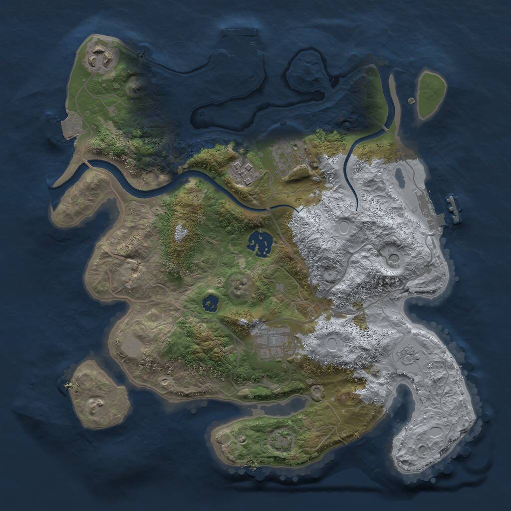 Rust Map: Procedural Map, Size: 3000, Seed: 13425, 11 Monuments