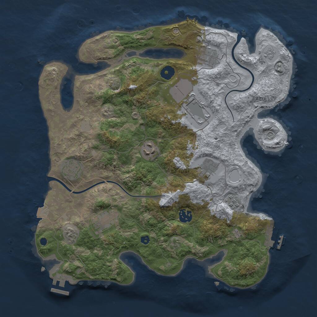 Rust Map: Procedural Map, Size: 3500, Seed: 1372632452, 14 Monuments
