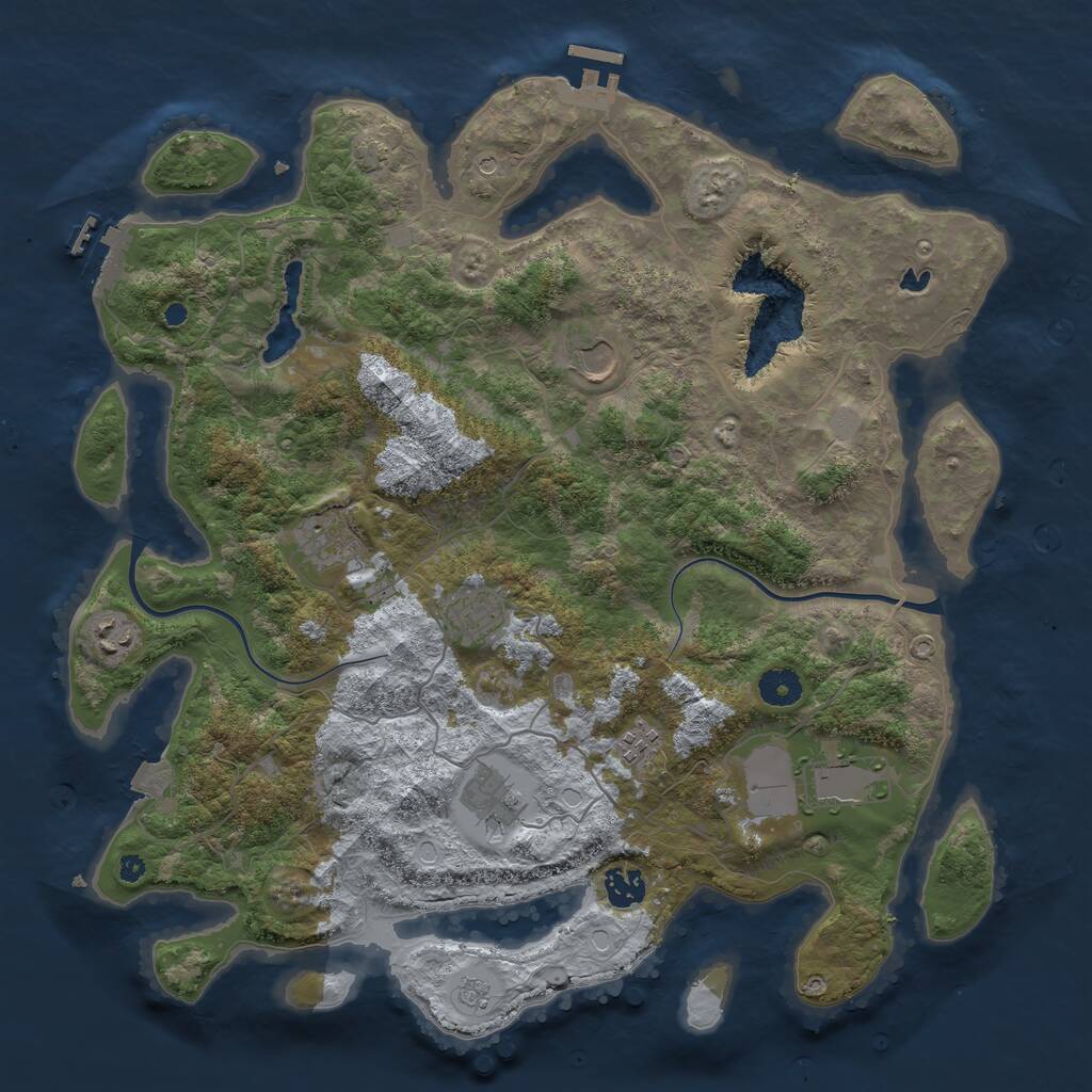 Rust Map: Procedural Map, Size: 4000, Seed: 1955447853, 14 Monuments