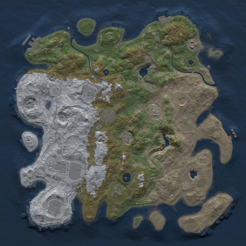 Rust Map: Procedural Map, Size: 4000, Seed: 1974959587, 14 Monuments