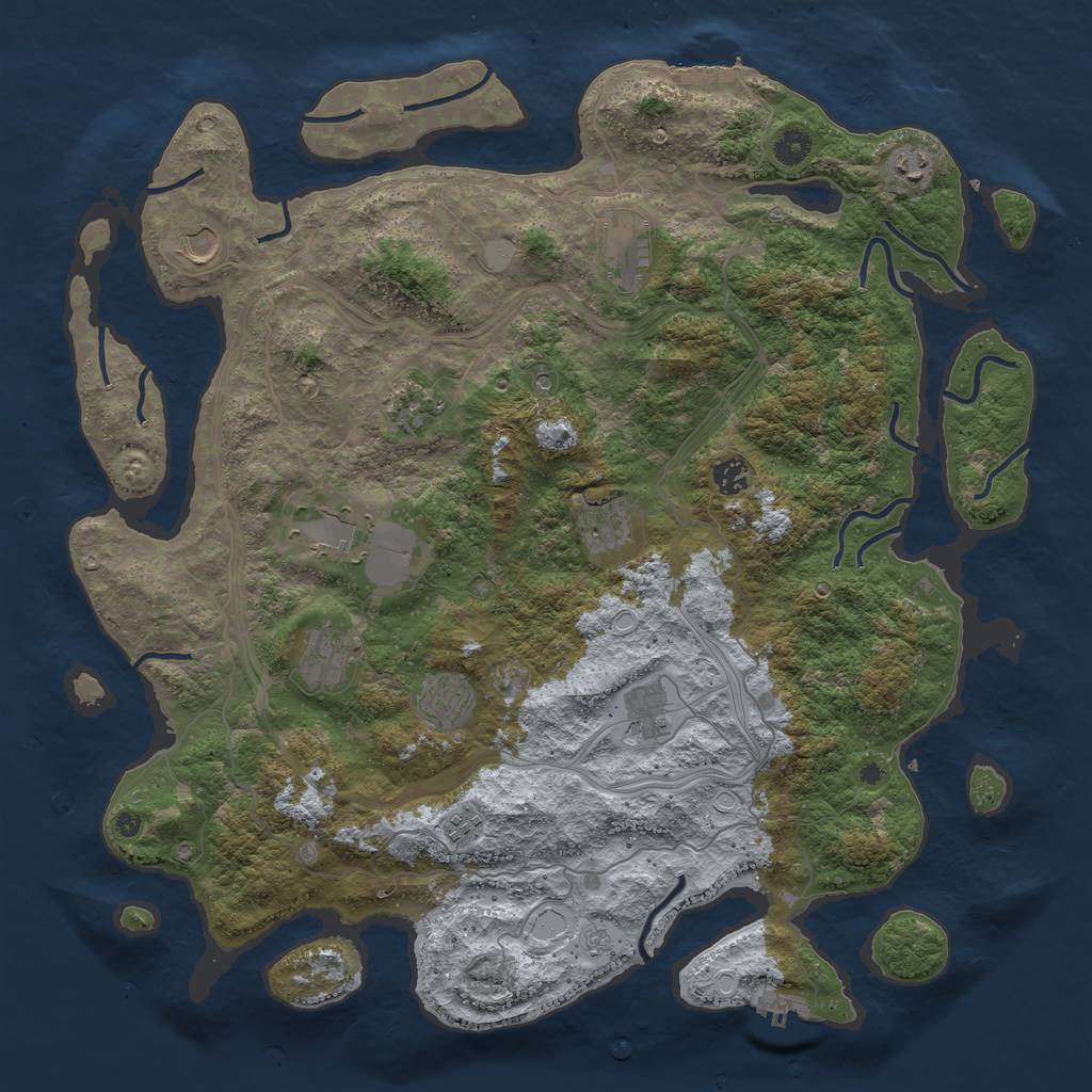 Rust Map: Procedural Map, Size: 4500, Seed: 1596108170, 18 Monuments