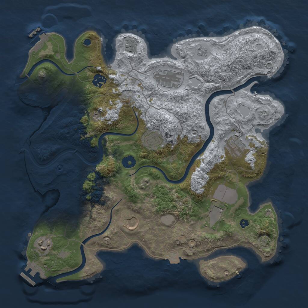 Rust Map: Procedural Map, Size: 3500, Seed: 549382436, 14 Monuments