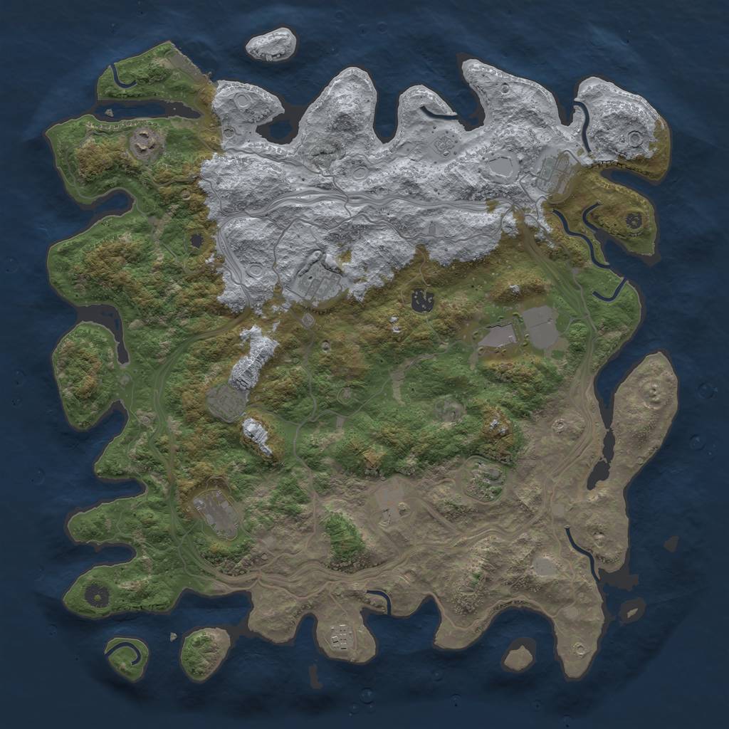 Rust Map: Procedural Map, Size: 4500, Seed: 1787449301, 16 Monuments