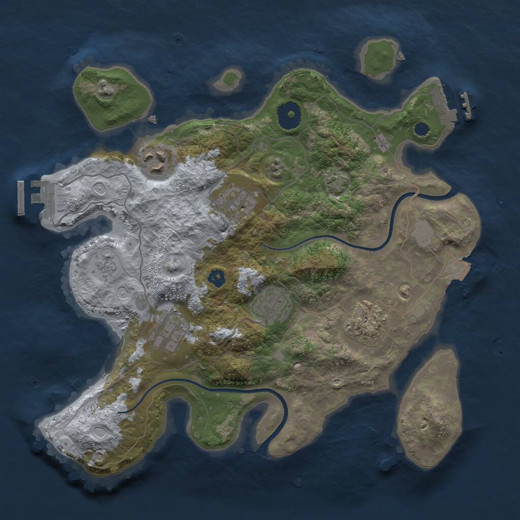 Rust Map: Procedural Map, Size: 3000, Seed: 68911412, 10 Monuments