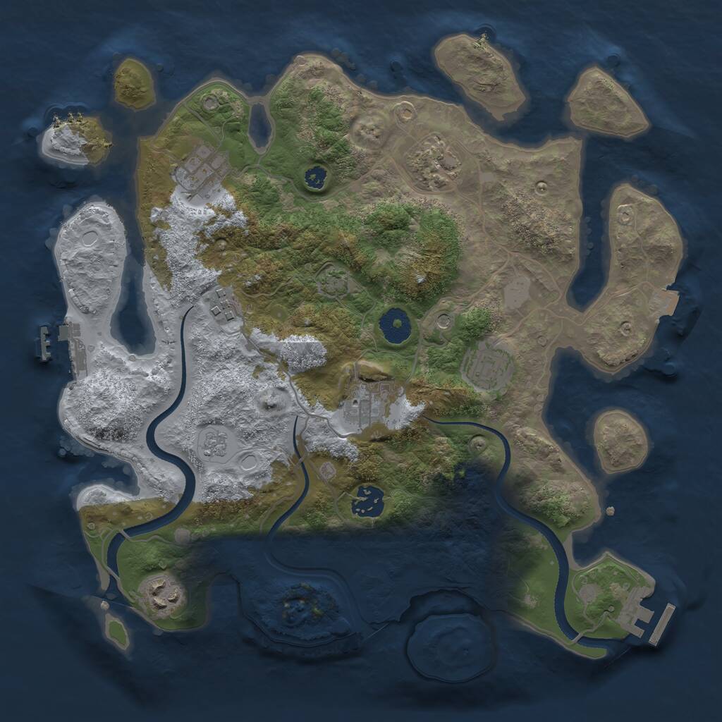 Rust Map: Procedural Map, Size: 3300, Seed: 23859, 13 Monuments