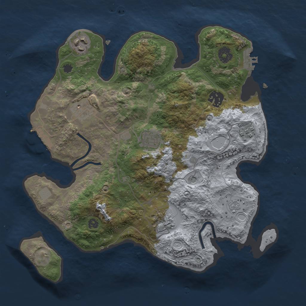 Rust Map: Procedural Map, Size: 3000, Seed: 1050810797, 13 Monuments
