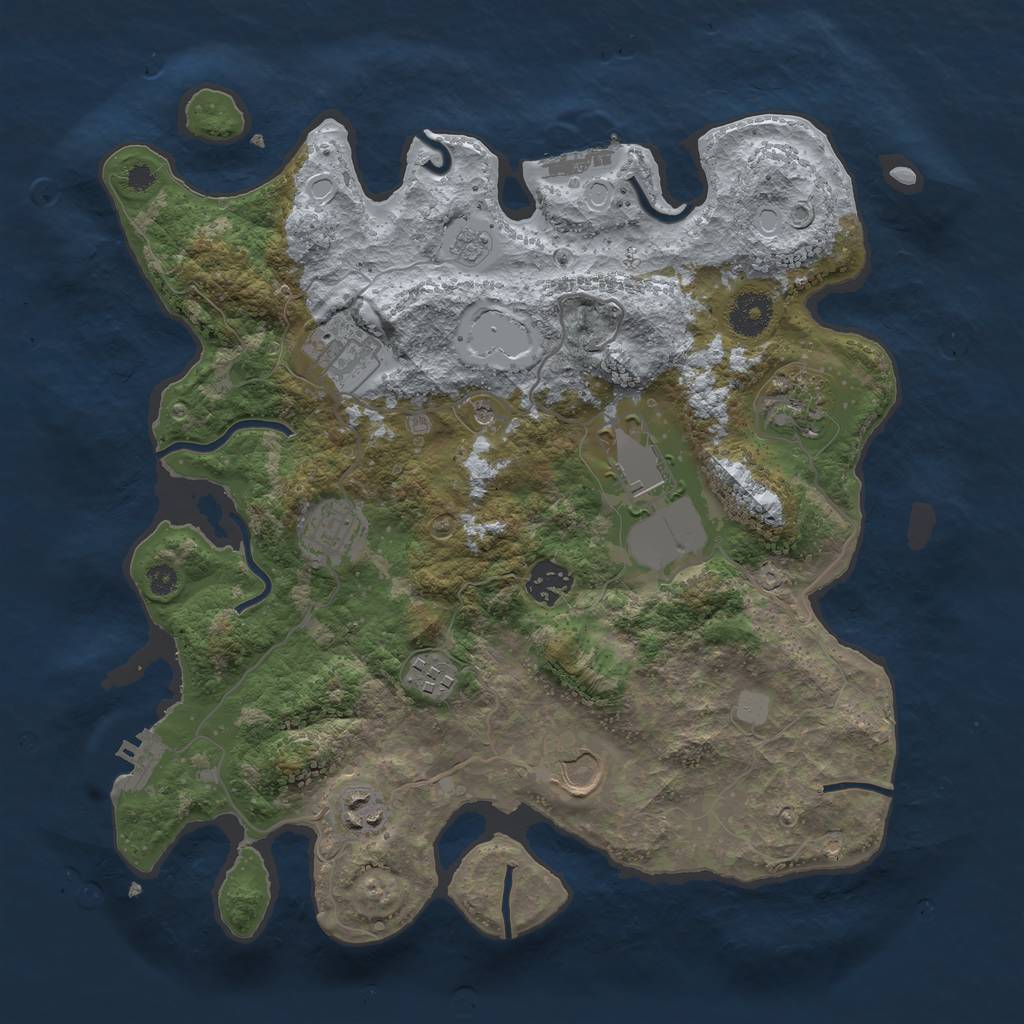 Rust Map: Procedural Map, Size: 3500, Seed: 660614183, 15 Monuments