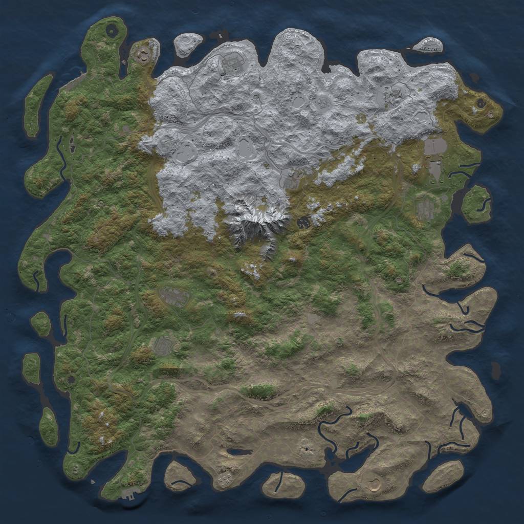 Rust Map: Procedural Map, Size: 6000, Seed: 126014054, 18 Monuments