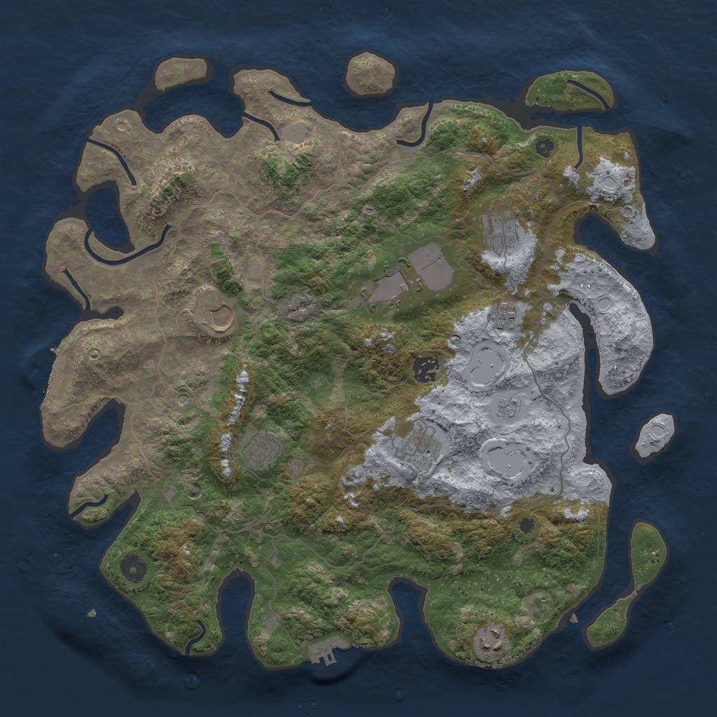 Rust Map: Procedural Map, Size: 4000, Seed: 423649, 15 Monuments