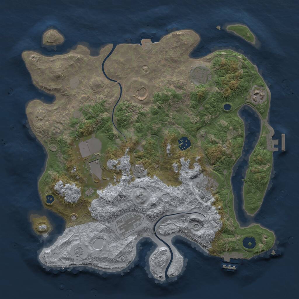 Rust Map: Procedural Map, Size: 3500, Seed: 1411383146, 14 Monuments