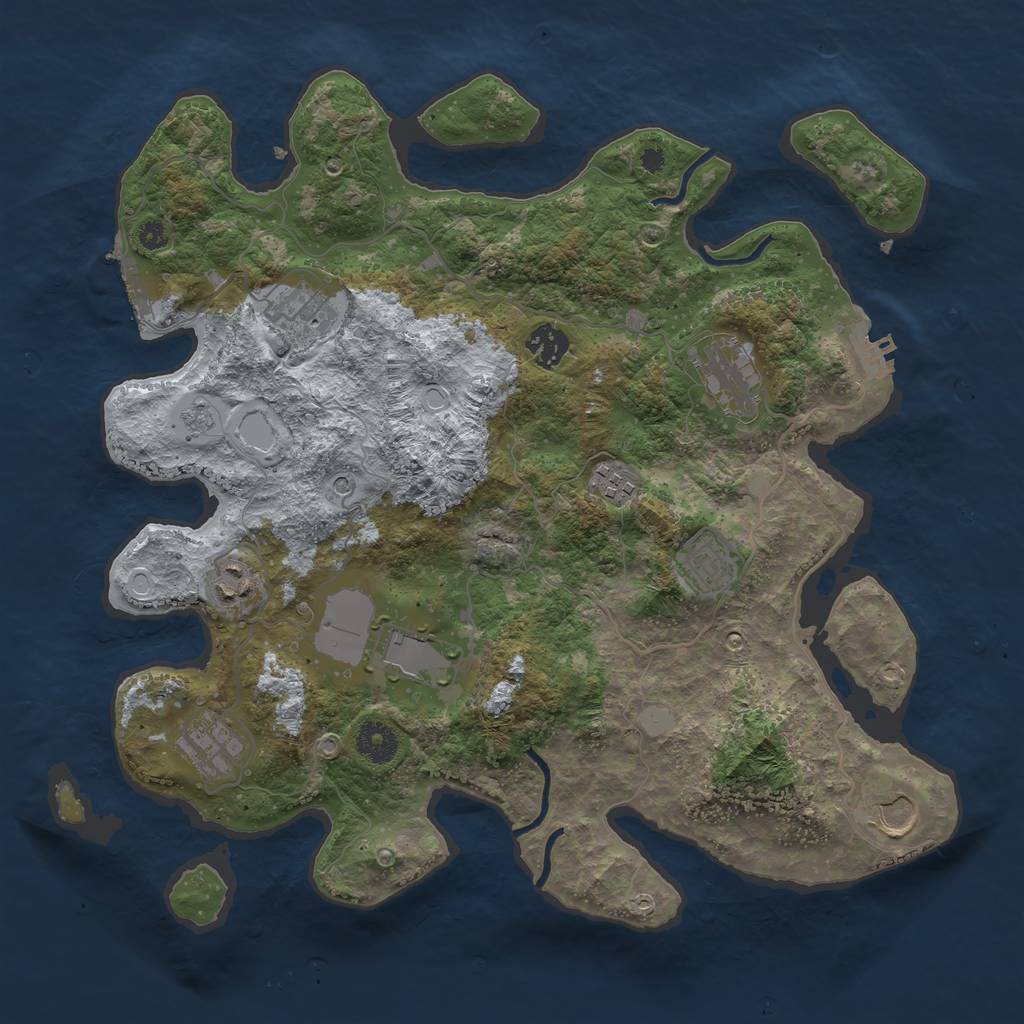 Rust Map: Procedural Map, Size: 3700, Seed: 1292403040, 16 Monuments