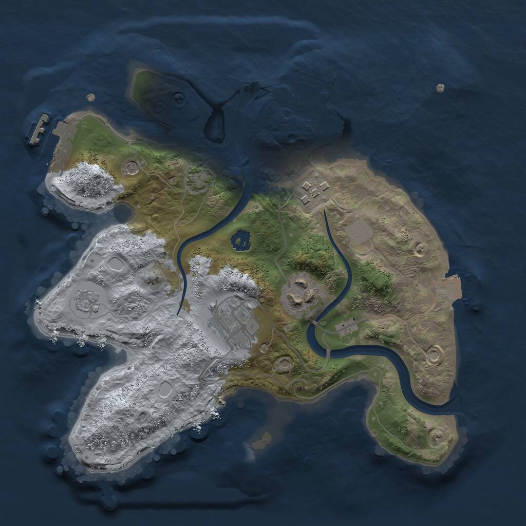 Rust Map: Procedural Map, Size: 2500, Seed: 1009393957, 9 Monuments