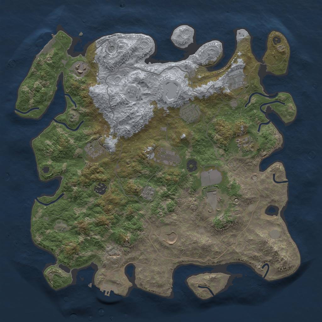 Rust Map: Procedural Map, Size: 4000, Seed: 686057886, 17 Monuments