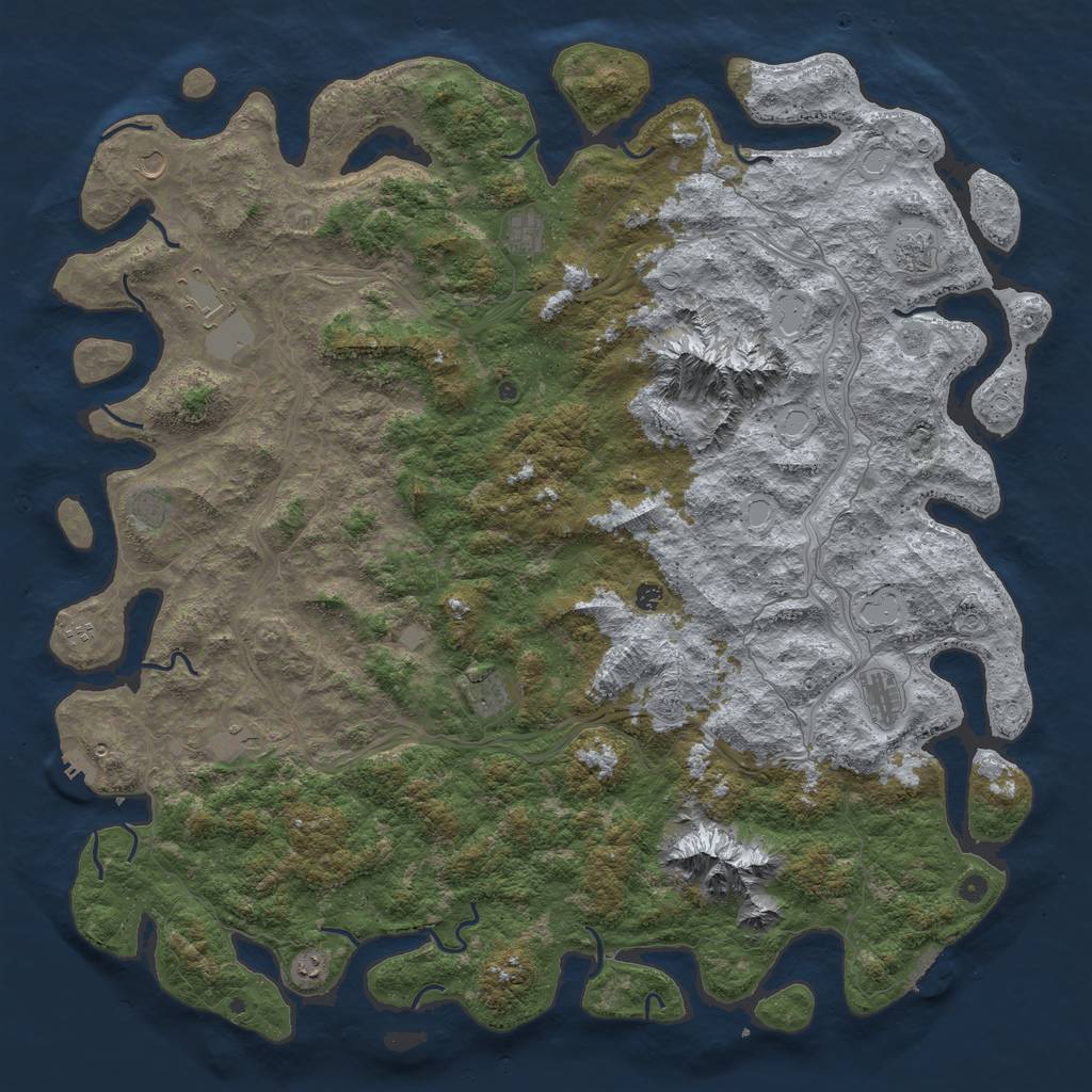 Rust Map: Procedural Map, Size: 6000, Seed: 56823, 18 Monuments