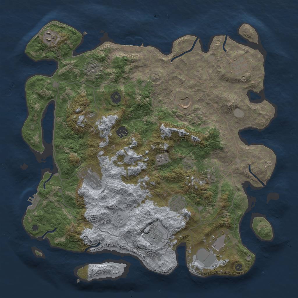 Rust Map: Procedural Map, Size: 4000, Seed: 669199530, 17 Monuments