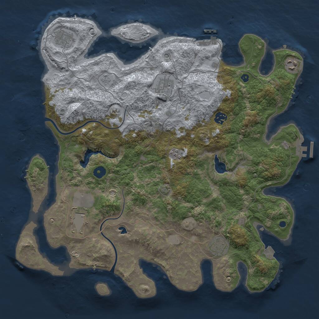 Rust Map: Procedural Map, Size: 4000, Seed: 447749680, 13 Monuments