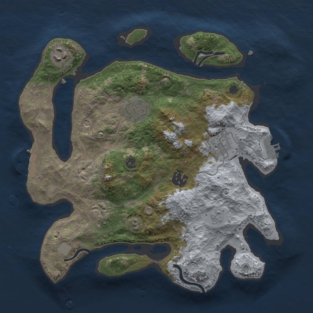 Rust Map: Procedural Map, Size: 3000, Seed: 1592383315, 12 Monuments