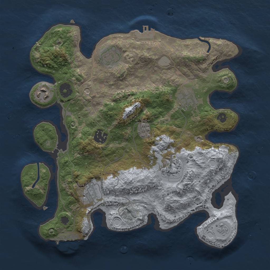 Rust Map: Procedural Map, Size: 3000, Seed: 89387, 14 Monuments