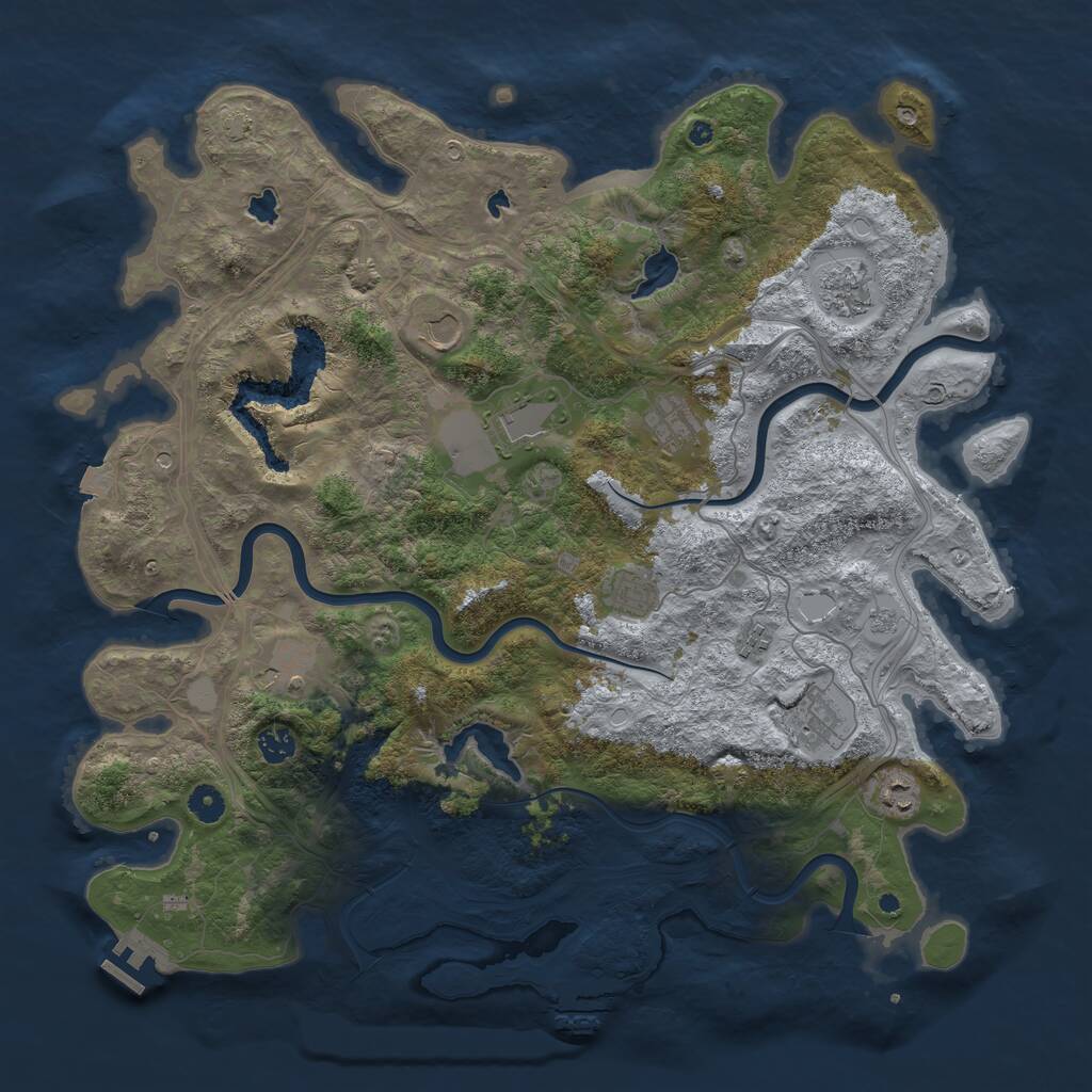 Rust Map: Procedural Map, Size: 4500, Seed: 2027892427, 16 Monuments