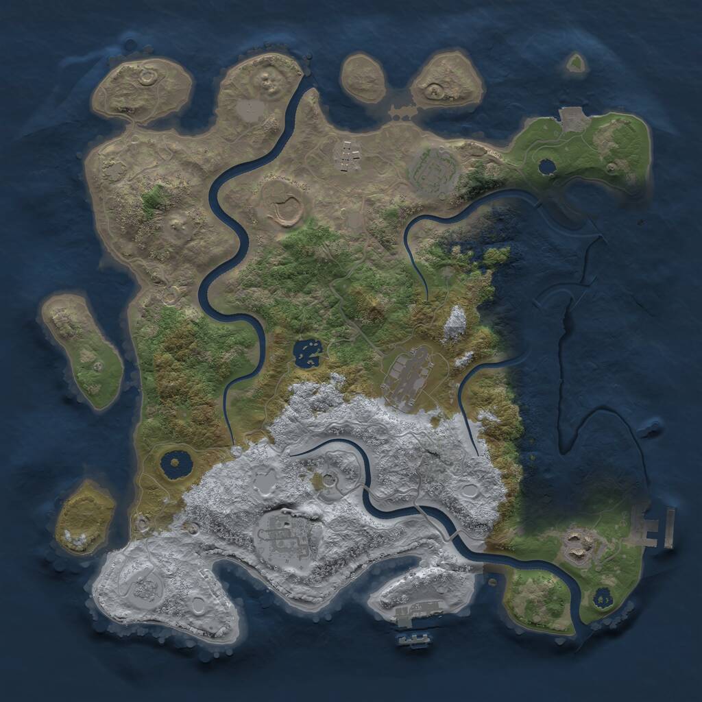 Rust Map: Procedural Map, Size: 3500, Seed: 422521949, 13 Monuments