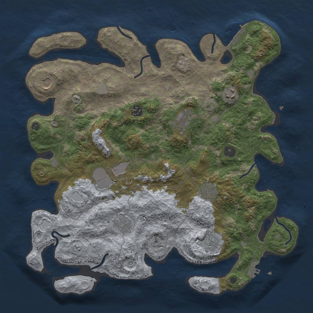 Rust Map: Procedural Map, Size: 4000, Seed: 174094245, 16 Monuments