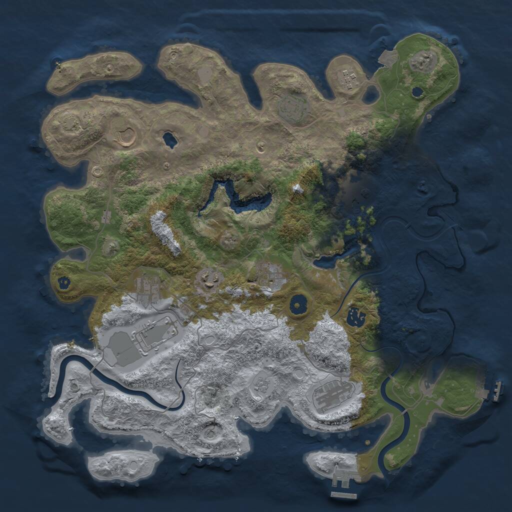 Rust Map: Procedural Map, Size: 4000, Seed: 174094245, 16 Monuments