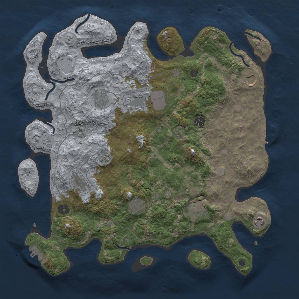 Rust Map: Procedural Map, Size: 4000, Seed: 272727, 16 Monuments