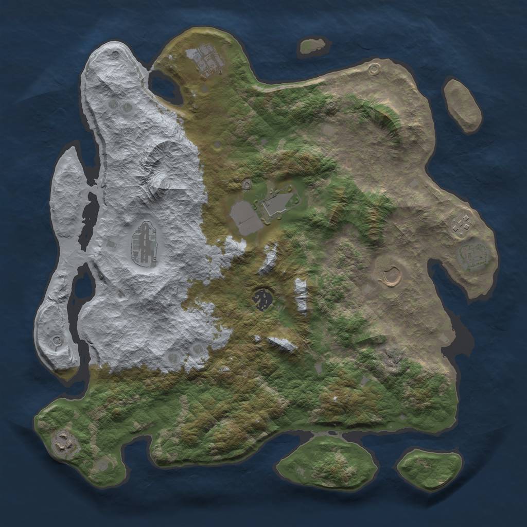 Rust Map: Barren, Size: 4000, Seed: 91906512, 11 Monuments