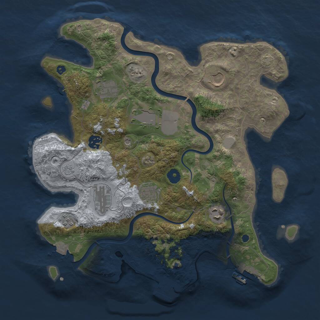 Rust Map: Procedural Map, Size: 3500, Seed: 73284, 14 Monuments