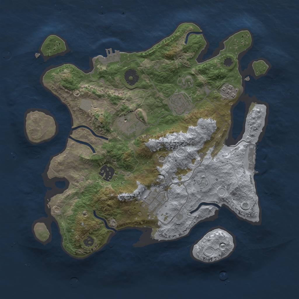 Rust Map: Procedural Map, Size: 3000, Seed: 256498937, 12 Monuments