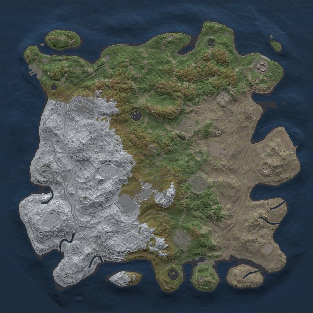Rust Map: Procedural Map, Size: 4250, Seed: 18613, 16 Monuments