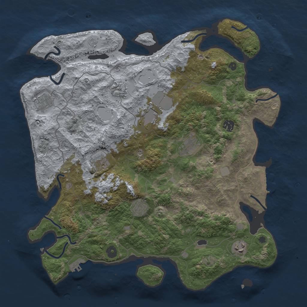 Rust Map: Procedural Map, Size: 4000, Seed: 409, 16 Monuments